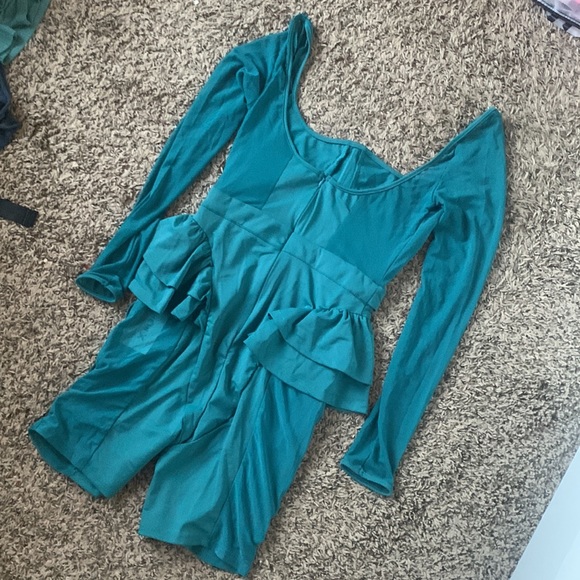 SHEIN X DEATH BY DOLLS Crisscross Mesh Panel Ruffle Trim Backless Romper - Picture 11 of 11